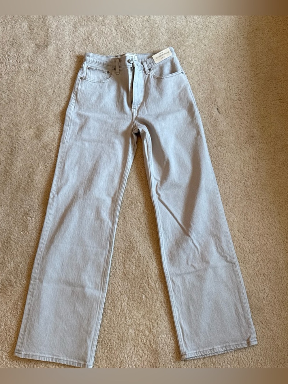 Abercrombie & Fitch Light Gray High Rise Relaxed Fit Jeans